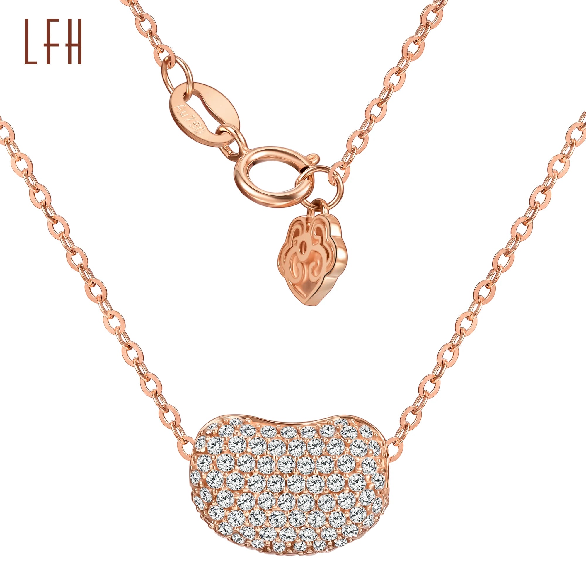 Small Clear Cubic Zircon Heart 18k Solid Gold Jewelry  Cz Crystal Real Gold Pendant Choker Wedding Party Gifts Trendy Jewelry