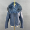 Janefur Women Shearling Sheepskin Fur Coats 2023 New Winter Motorcycle Female Leather Jacket