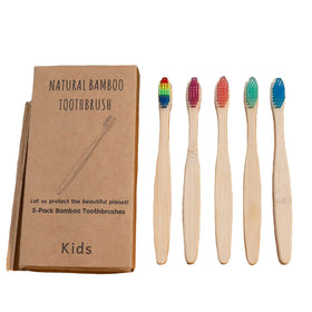 5-Packs Biodegradable Bamboo Toothbrush Set for Kids Home Use Eco Soft Bristle for Children