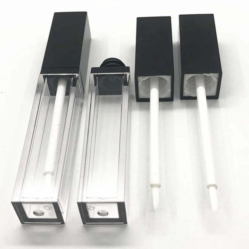 8ml Thick White Square Brush Bottle with Black Cap Transparent Lip Gloss Tube for Eyelash Growth Liquid Minimum Order 100pcs