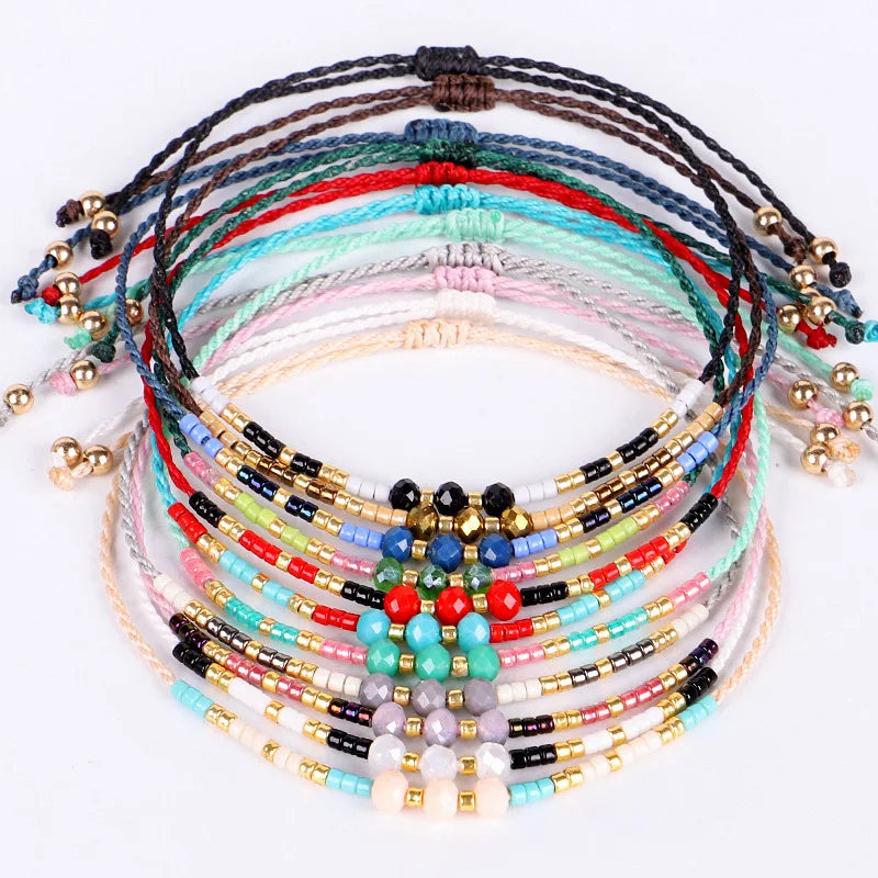 Fashion Braided Bracelets Red Blue Black Crystal Bead Bracelets Miyuki Bracelets for Best Friends