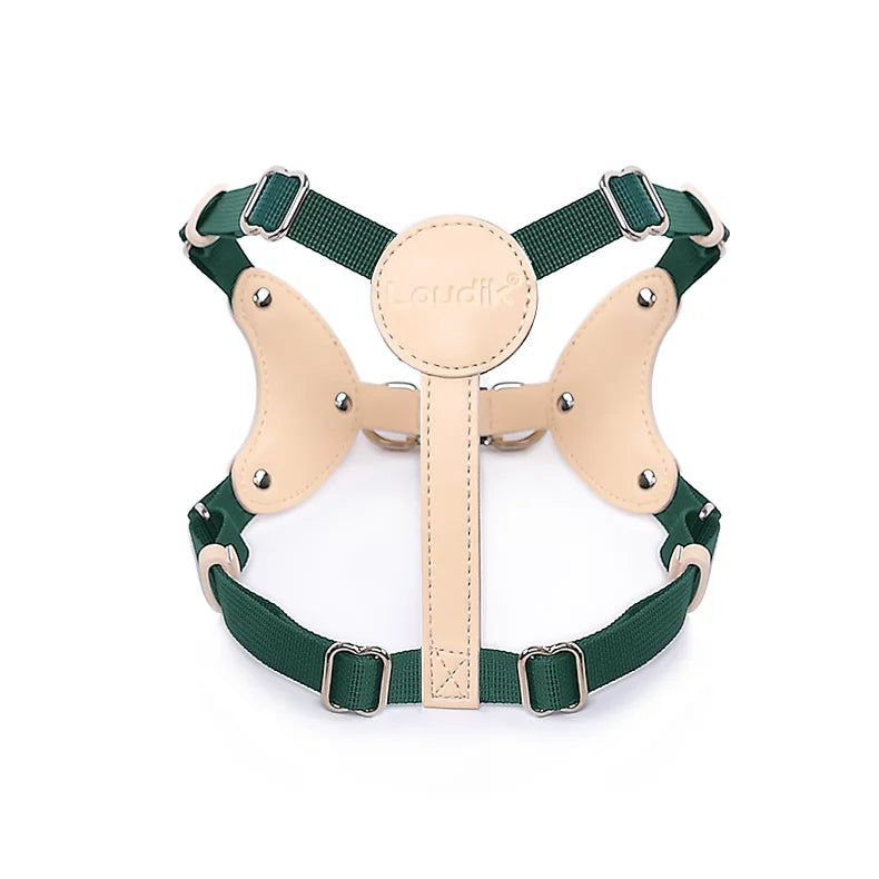 Customized Luxury Walking Harness for Pet Dogs and Cats Plain Pattern Nylon & PU Leather Material