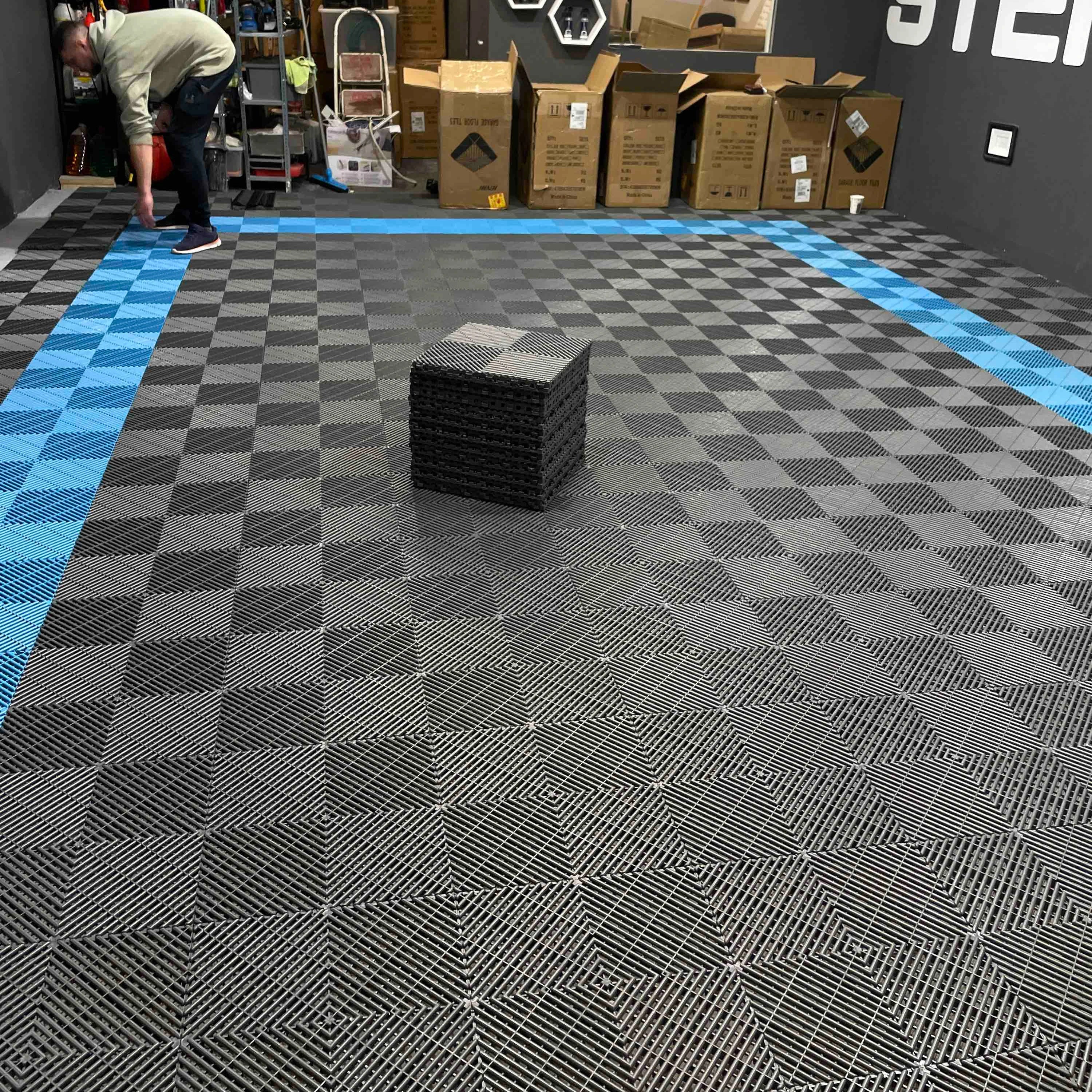 Hot Sale Plastic Flooring Anti Slip Interlocking Drainage Garage Floor Tiles Rigid Modular Vinyl Flooring