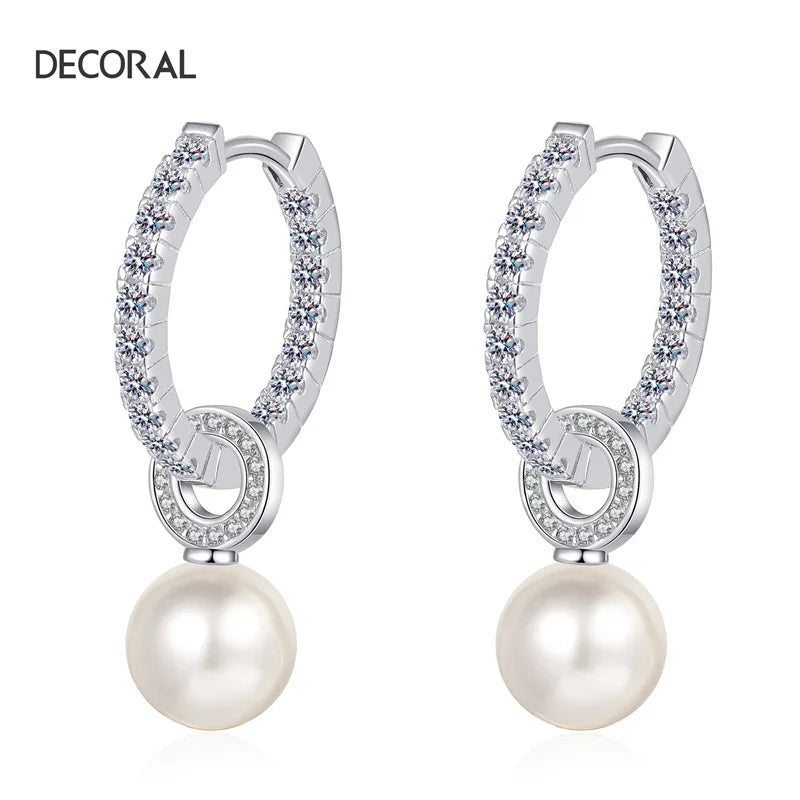 Trendy Jewelry Custom 925 Sterling Silver Moissanite Earrings Women Plated Pt950 Pearl Earrings Suitable for Ears
