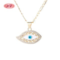 Wholesale Luxury 3A Cubic Zirconia 18K Gold Brass Religion Eye Jewelry Chain Pendant Necklace for Women Men'S