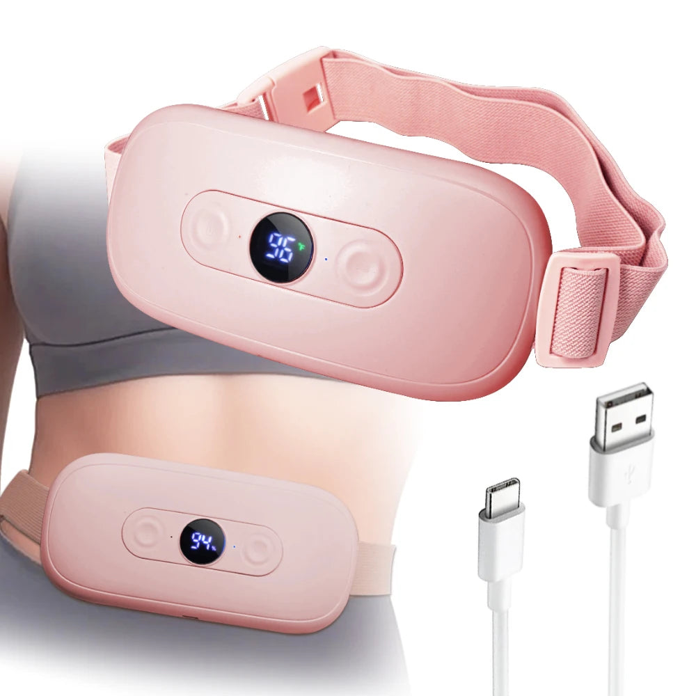 Portable Heating Pad for Period Cramps Cordless Menstrual Heating Pad with 6 Heat Levels and 6 Massage Modes