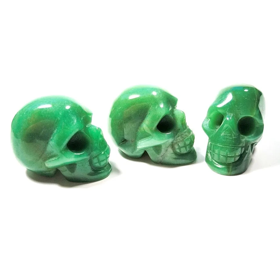 HY China Hand Carved Natural Rock Polished 2 Inch Green Aventurine Stone Skulls for Fengshui Decoration Crafts