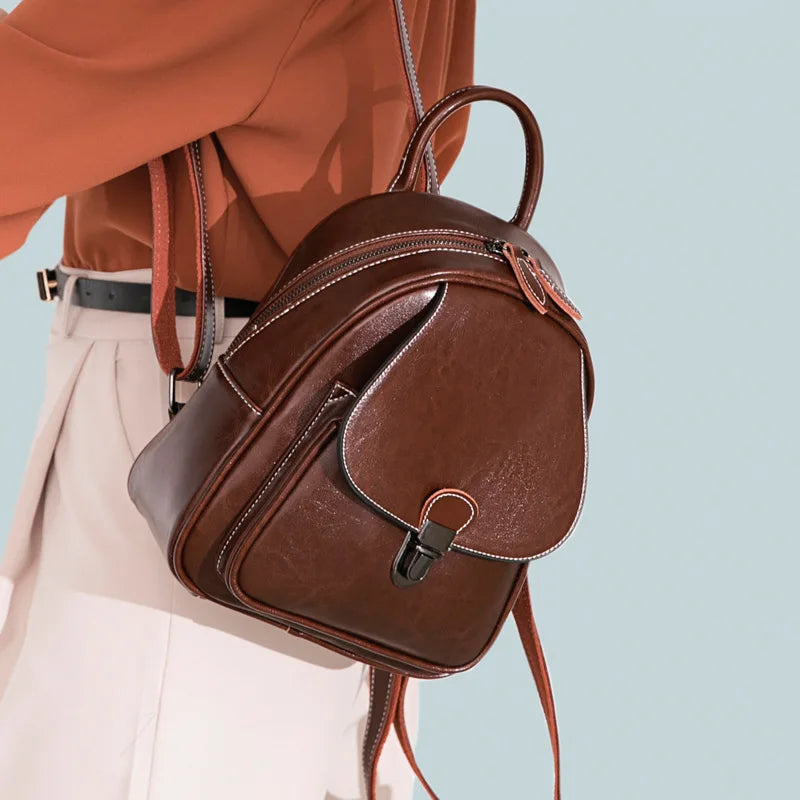 Realer 2021 New Fashion Mini Backpacks Ladies Genuine Leather Daily Bag Packs Casual Handbags Backpacks for Women