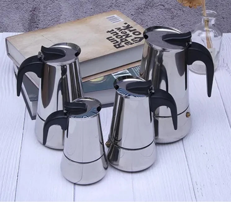 Stainless Steel French Filter Mocha Pot Induction Cookers Espresso Latte Coffee Pot High Quality Moka Pot