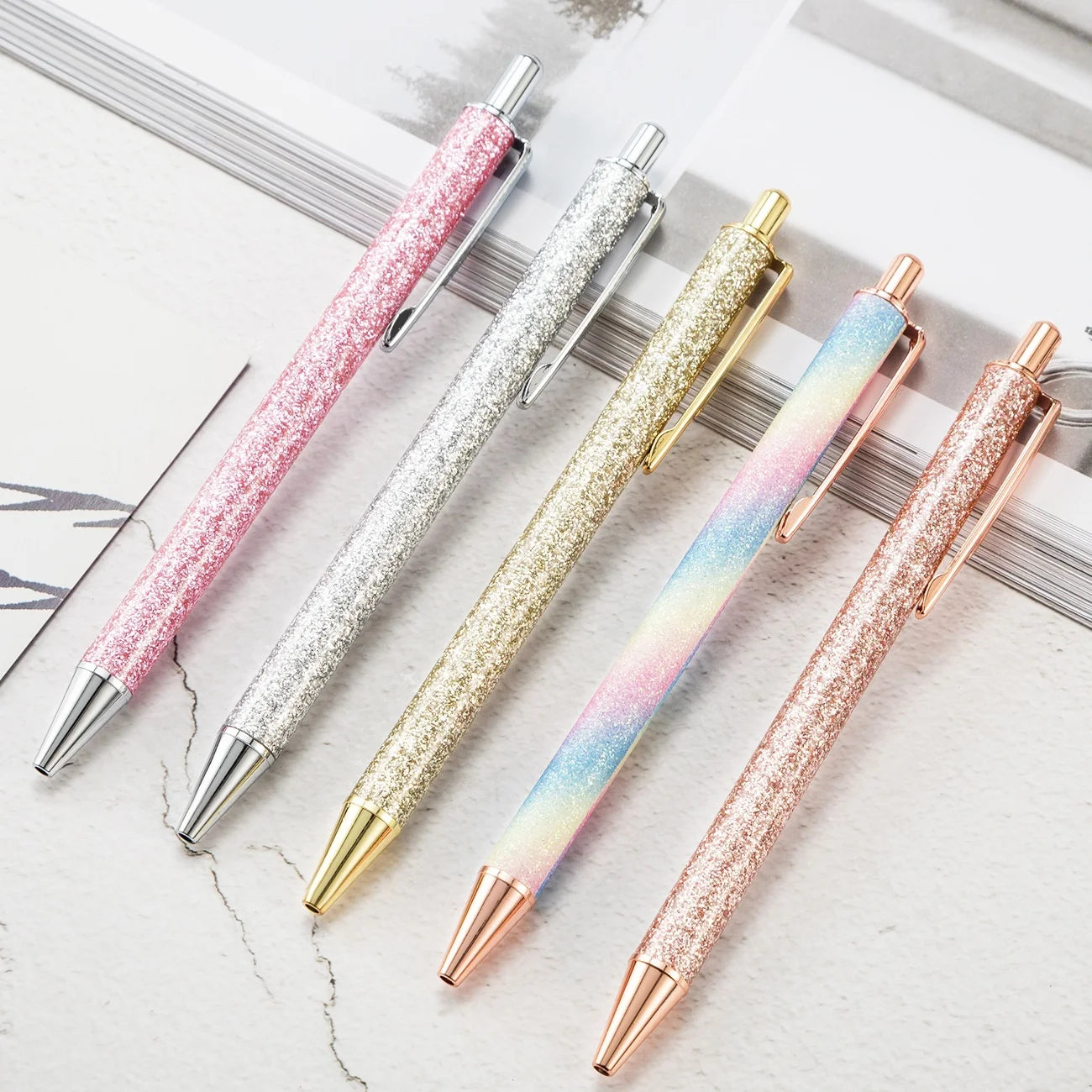 New Design Rose Gold Metal Ball Pen Gift Promotion logo Pen Glitter Ballpoint Pens