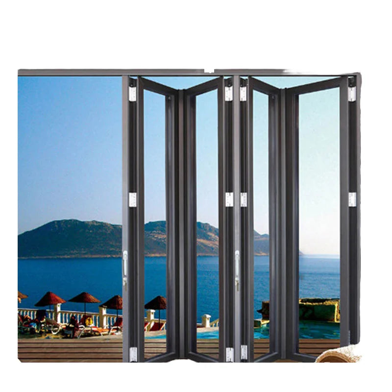 NFRC Thermal Break Aluminum Bi Folding Window Custom Soundproof Accordion Sliding Glass Windows and Doors