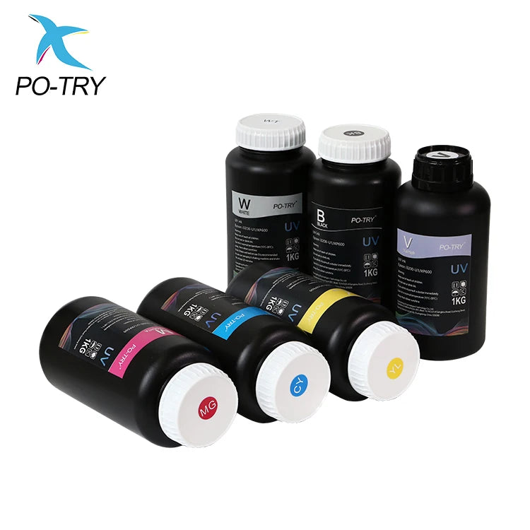 PO-TRY Wholesale 6 Colors UV Flatbed for DTF for Ink 1 Liter Fast Drying Smooth Digital Printing for Ink