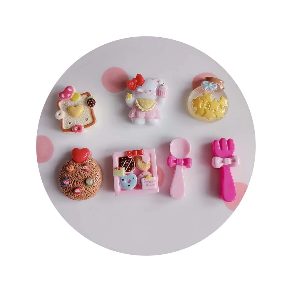 Kawaii Mini Miniature Cartoon Cookie Scoop Resin Breakfast Food Crafts for Kids Doll House Home Decoration Accessories