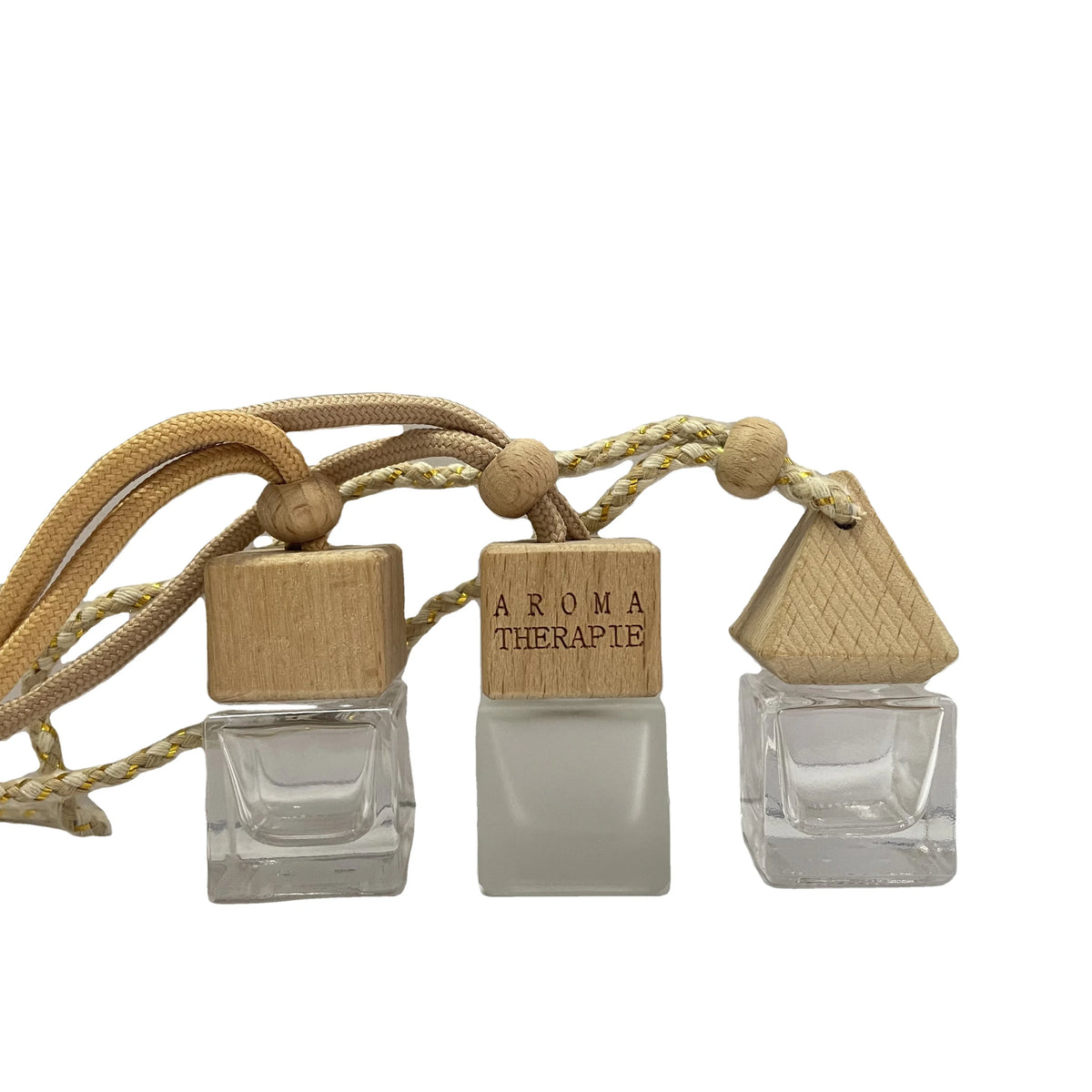 Car Perfume Bottle square Wood Lid with String 10ml Support for Customization