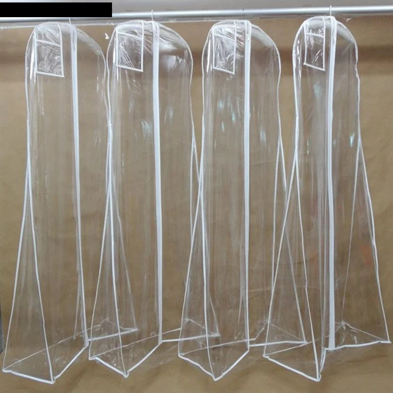Clear Reusable Dustproof Hanging Garment Bags with Zippers Waterproof PVC Storage for Wedding Dress