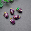 Wholesale Gold Plated Enamel Cute Fruit Bluecherry Grape Charm