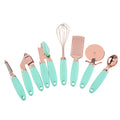 Premium YOUNIS Eco-Friendly 7-Piece Stainless Steel Metal Kitchen Utensil Set Soft Touch Handles Gadget Accessories for Cooking