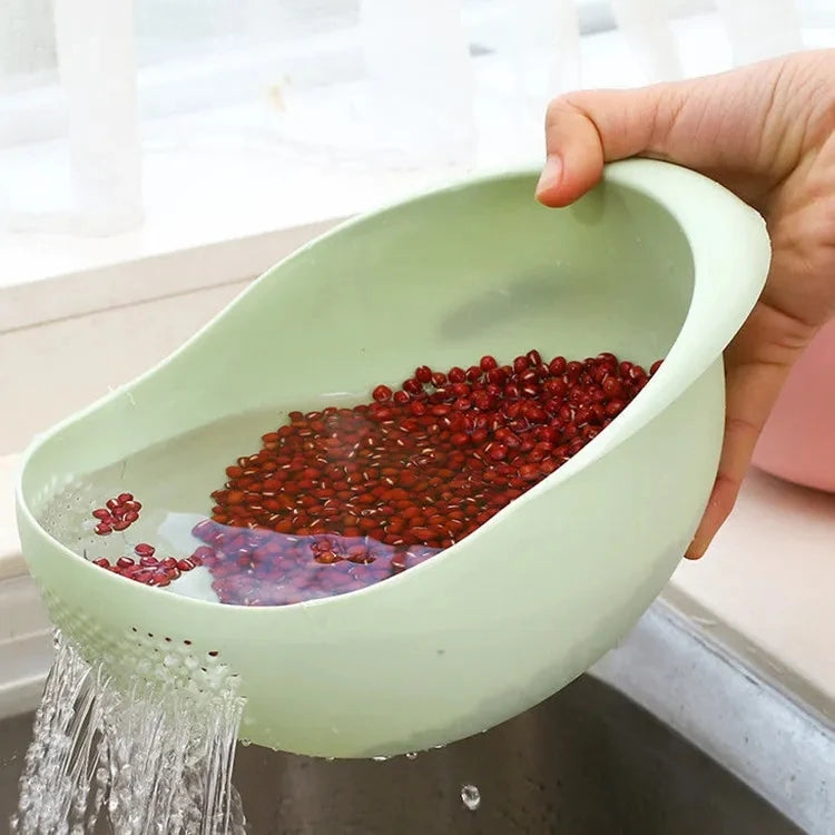 Multi-Purpose Plastic PP Rice Washing Bowl Thickened Kitchen Sink Drain Water Washer with Dense Hole Sieve for Washing Rice