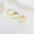 Exquisite Stainless Steel Zircon Rings for Girls Crystal Flower Ring Fashion Party Gifts Jewellery Accessories