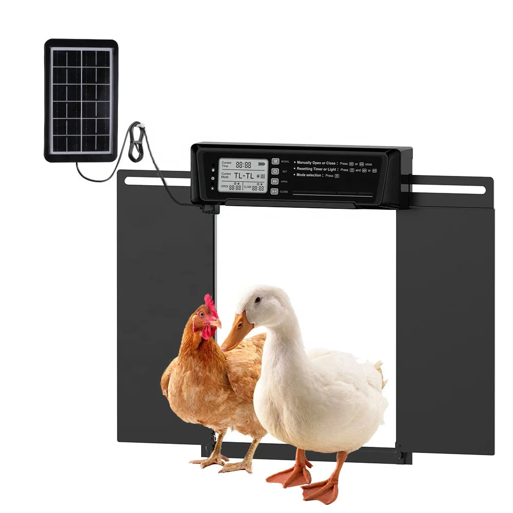 Manufacturer Solar Automatic Timing Chicken Coop Door Pet Door Light Sensor Intelligent Control Anti-trap Protection