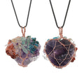 Natural Raw Stone Wire Wrapped Tree of Life Chakra Heart Shape Crystal 7 Chakra Gemstone Pendant
