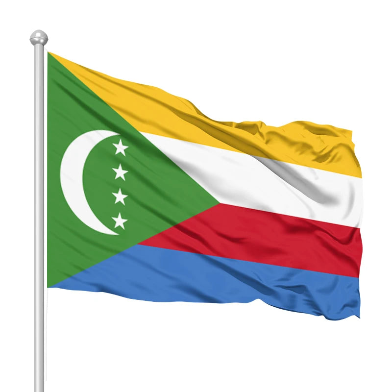 Promotional Product Hot Sale 3x5ft 100%polyester Comoros Flag Outdoor Decorative Double-side Custom Comoros Flag