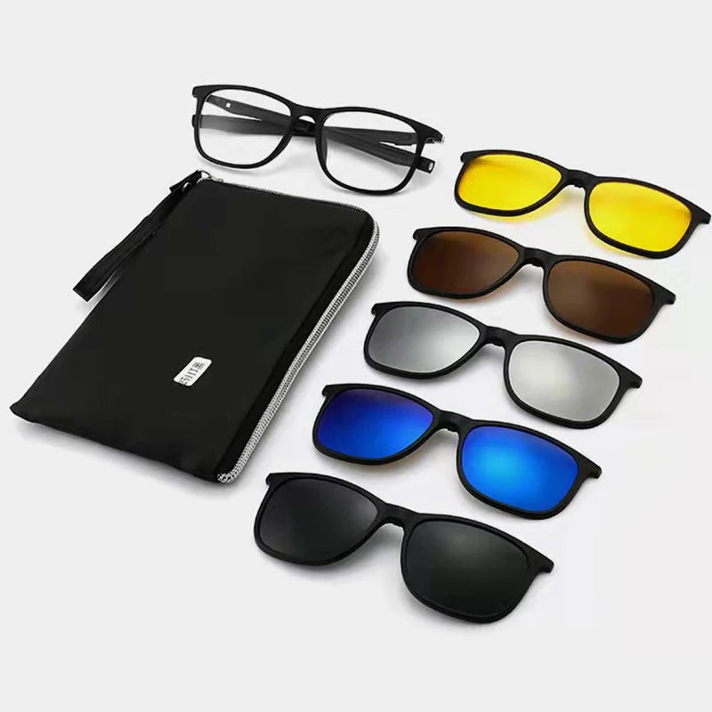 2025  Newest Custom TR Neck Designed to Prevent Falling Off TR90 Magnetic Clips on Sun Glasses Frame 5 in 1 Clips Glasses