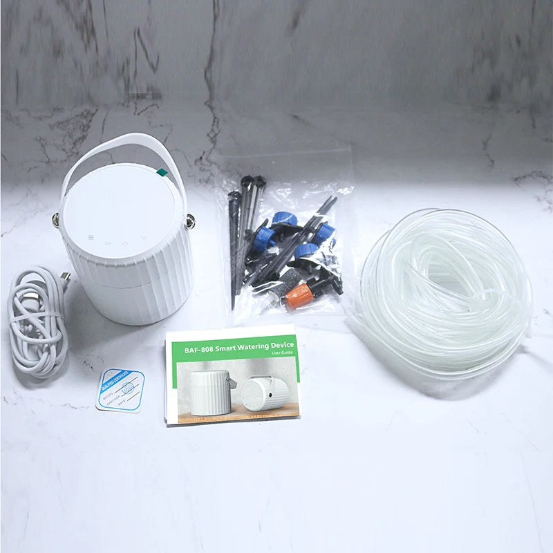 Becasmart BAF-808 Tuya WiFi Smart Drip Irrigation System Plant-Powered Humidity Detection Watering Graphic Design Solution