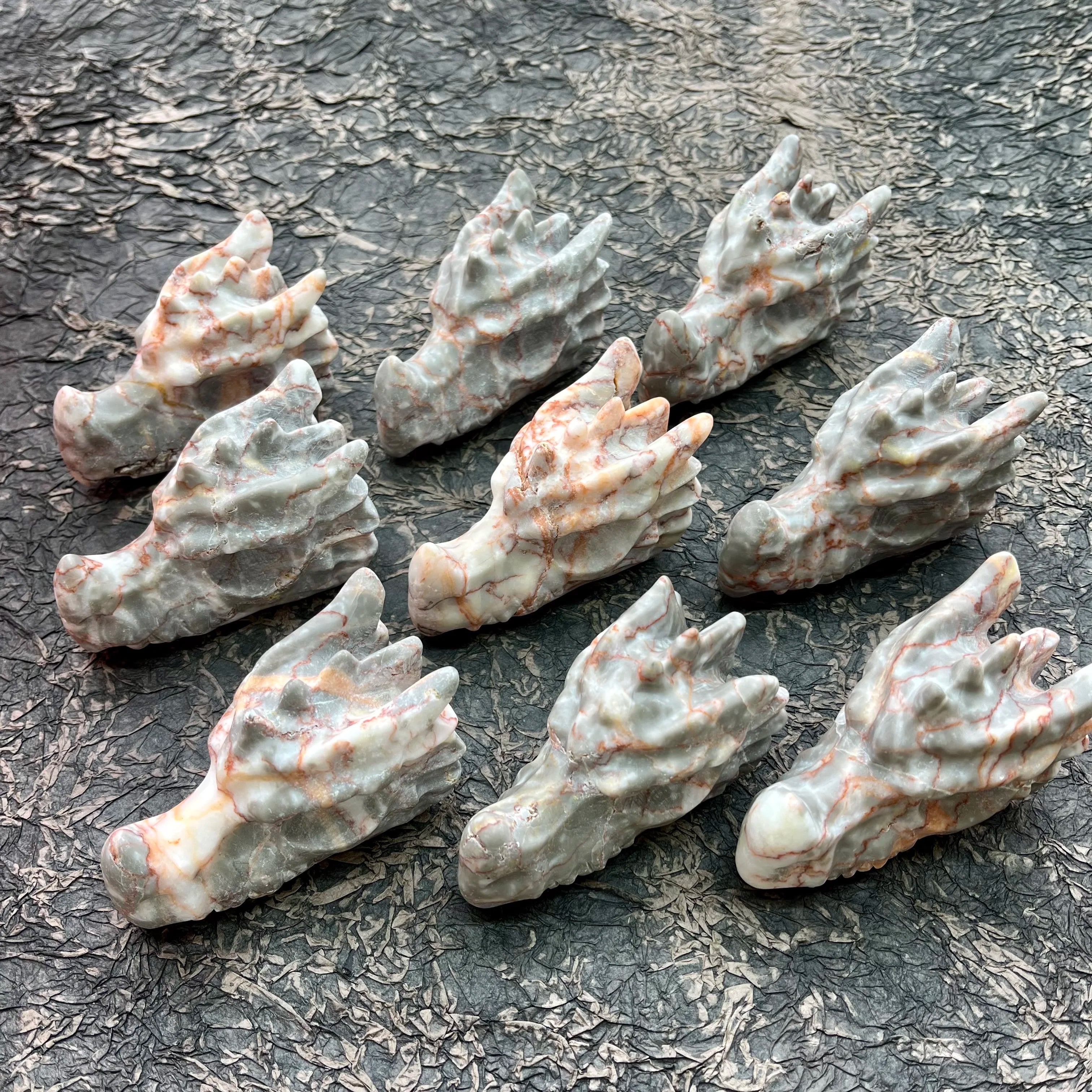 Wholesale Polished Natural Crystal Carving Red Net Stone Dragon Head for Fengshui Dec