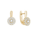 POLIVA 18K Gold Plated 925 Sterling Silver Engagement Earrings Floral Lock Design Zircon Stone Rose Gold Clip-On for Gifts