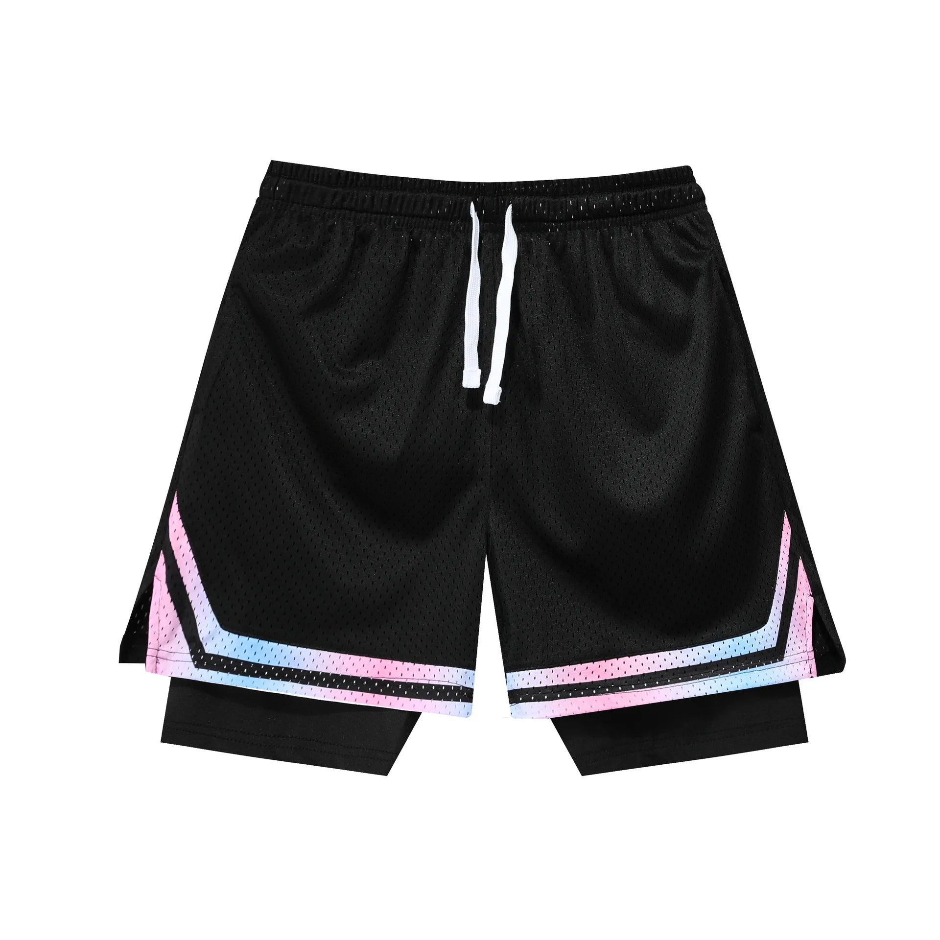 A308 2 in 1 Jogger Gym Sports Running Mesh Basketball Men's Shorts Double Layer Customs Mesh Shorts
