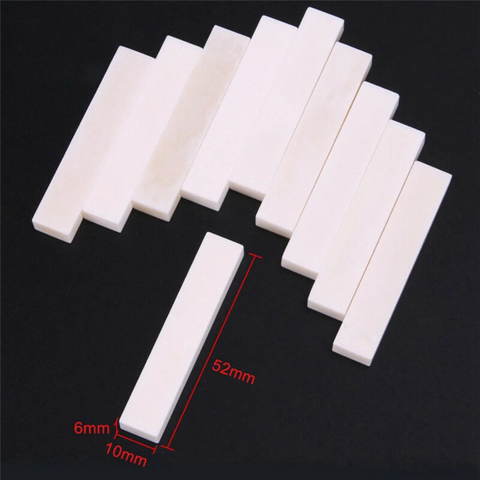3PCS Guitar Blank Bone Nuts For Electric Bass Guitar Mandolin Banjo Ukulele 52x6x10mm Portable