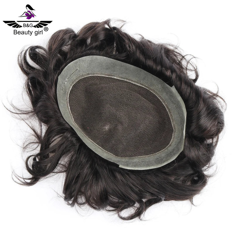Beauty Girl Best Human Raw Virgin Hair Cheap Price Indian Hair Systems Mens French Lace  Toupee with Black Hair