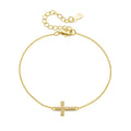 High Quality Wholesale Jewelry 925 Sterling Silver Gold Plated Custom Logo Cz Zircon Cross Bracelet for Women