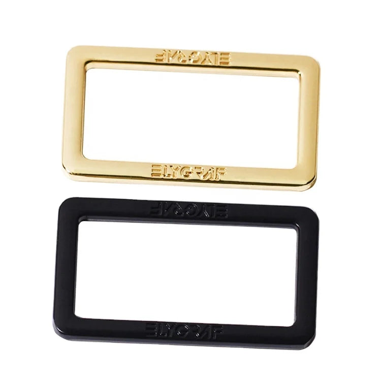 Custom Engraved Name Rectangle Buckle Handbag Hardware Metal Alloy Ring Buckle Adjuster for Leather Belt