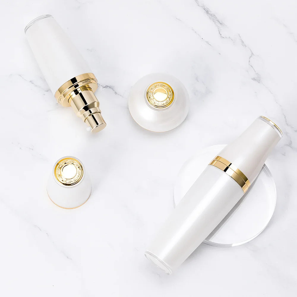 30ml 50ml 80ml Empty Cosmetic Acrylic Bottles Pearl White Skin Care Packaging & Serum Screw Cap Screen Printing