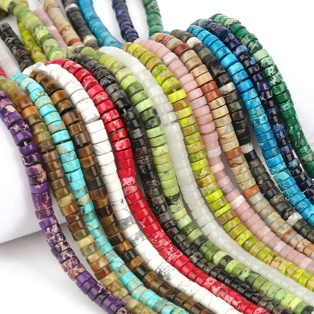 6x3mm Flat Round Colorful Sea Sediment Jaspers Heishi Stone Rondelle Spacer Beads DIY Jewelry Bracelets