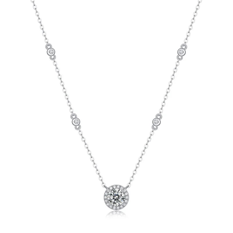 1 Carat Moissanite Necklace for Women 925 Sterling Silver Simple Luxury Moissanite Wedding Necklace Jewelry