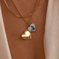 Wholesale Hold Picture Pendant Heart Openable Oval Photo Gold Vermeil Heart Lotus Locket Pendant Necklace Jewelry for Women