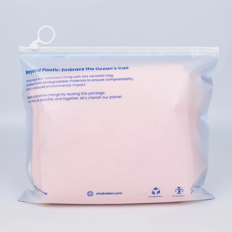 Custom Print Biodegradable Frosted Transparent Zipper Bag PLA Women's Clothes Packaging Circle Hook Zipper Bag Home Compost