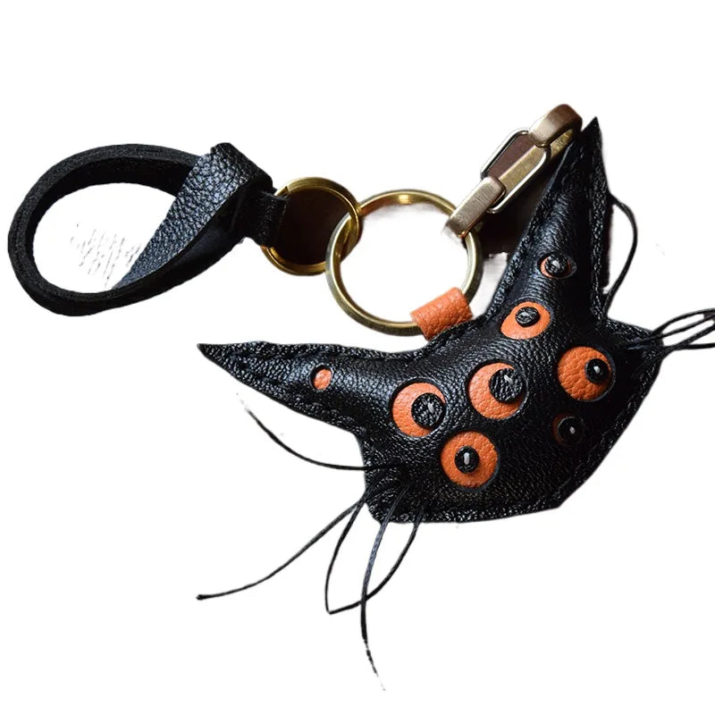 Zenos Handmade Custom Genuine Leathercraft Cat Designer Remote Control Car Key Case Pendant Original & Creative Personality