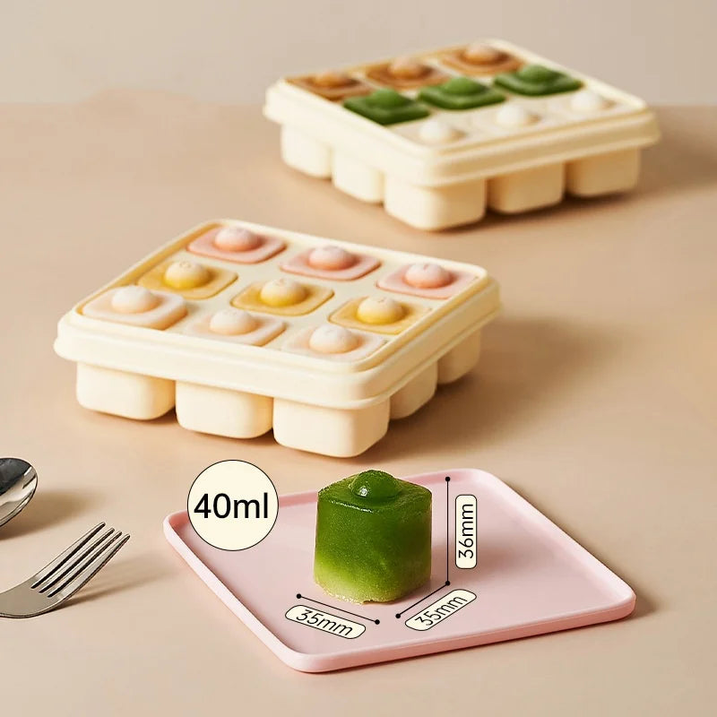 OWNSWING Silicone Ice Cube Molds With Lid Freezer Ice Trays Stackable for Whiskey Food Storage Container for Homemade Baby Food