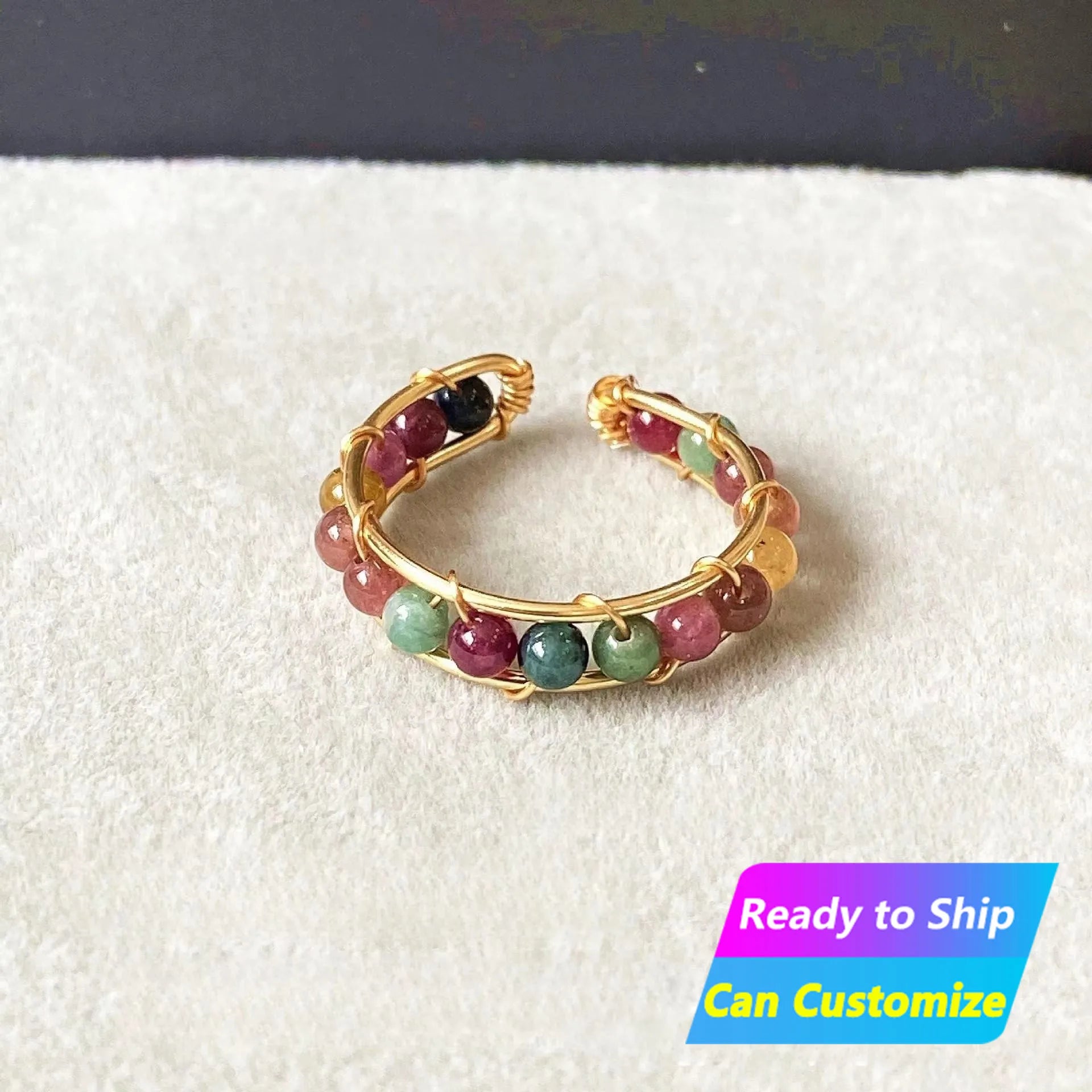 11111Wire Wound Handmade Natural Tourmaline Ring