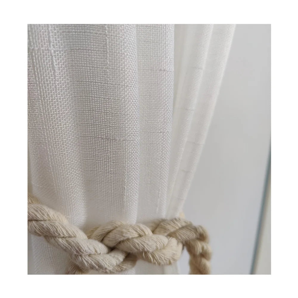 M&Y Home Natural Style Semi Sheer Top Grommet Gauze Voile Sheer Curtains Cotton Linen Fabric Living Room Bedroom Home Accessories