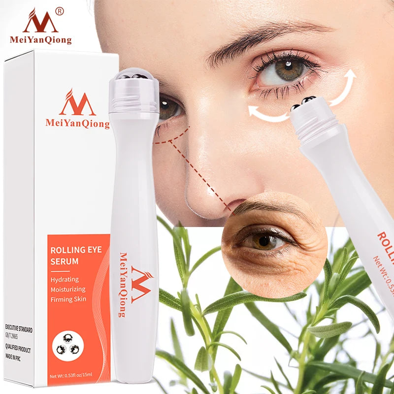 Meiyanqiong Eye Rolling Ball Essence Hydronic Acid Serum Eye Roller Roll on Black Rim of Eye Bag Dry Lines Edema Removal MYQ025