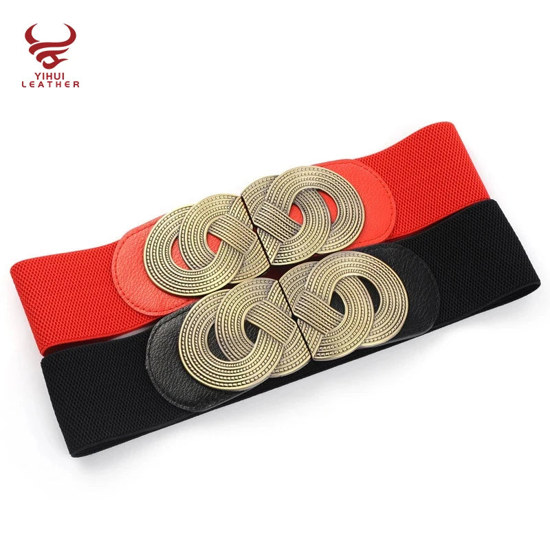 Woman Stretchy Cinch Leather Band Simple Waist Elastic Ladies Coat Skirt Belts Lady Dress Fashion Decorative Belt Girls