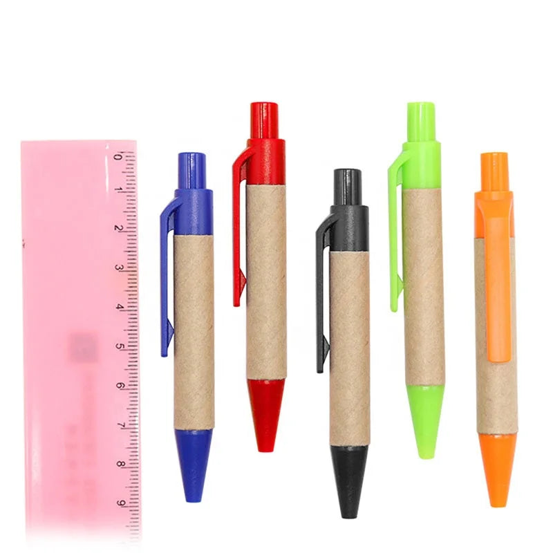 Short Pen Mini 8.6cm Eco Paper Ball Pen with Company logo