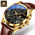 OLEVS 2872 Watch Dropshipping Leather MultiFunction Chronograph Watches Men Wrist Quartz Luxury Sports Mens Watch Relojes Hombre