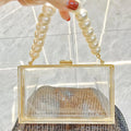 2025 Elegant Clear Purses for Women Pearl Handle Purse Ladies Acrylic Clear Clutch Bag Chain Shoulder Small Stadium Party Bags