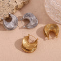 Dreamshow New Arrivals Engraved Hoop Earrings Gold Plated Jewelry Tarnish Free Stainless Steel Earrings